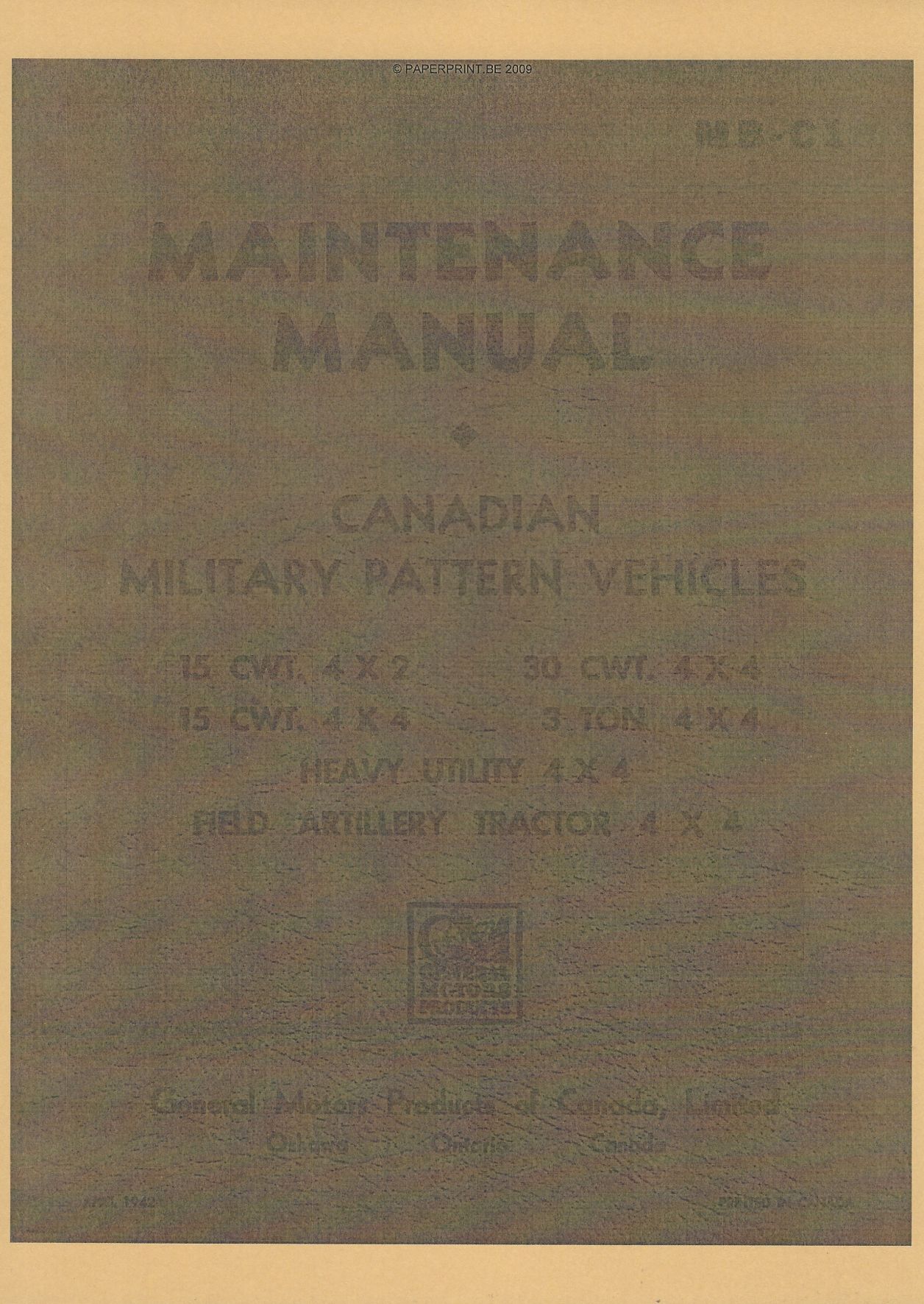 MB-C1 CANADIAN MILITARY PATTERN VEHICLES